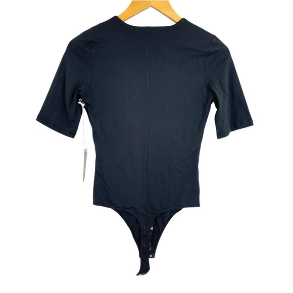 New Everlane The Short-Sleeve Crew Neck Bodysuit Black Thong Size Small - Picture 6 of 14